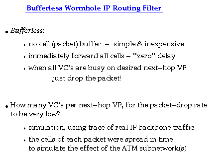 Bufferless Wormhole IP Routing Filter